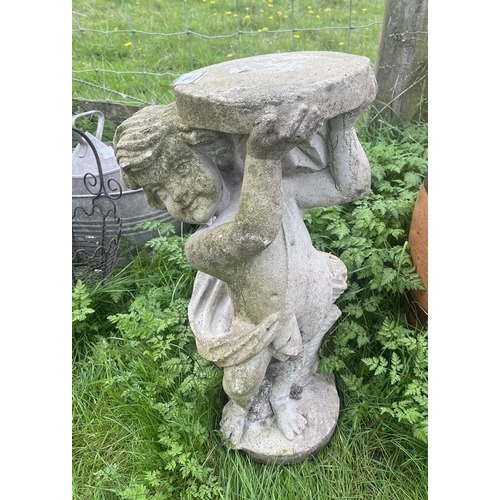 108 - Stone cherub birdbath base