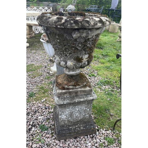 123 - Antique pedestal planter on plinth