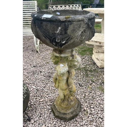 138 - Cherub themed stone planter