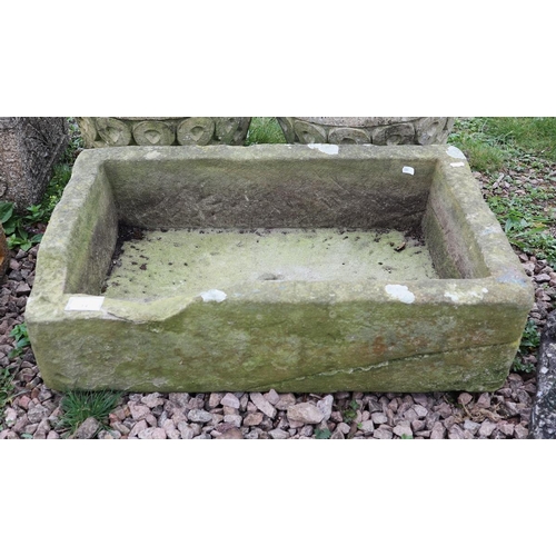 14 - Old stone trough - Approx size: W: 71cm D: 43cm H: 22cm