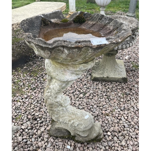 140 - Dolphin themed stone birdbath