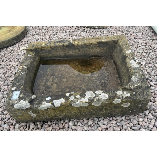 145 - Antique shallow stone trough - Approx size: W: 65cm D: 52cm H: 16cm