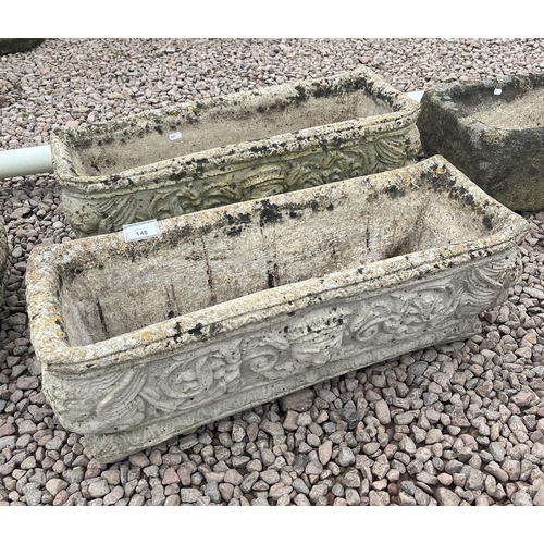 148 - Pair of stone trough planters