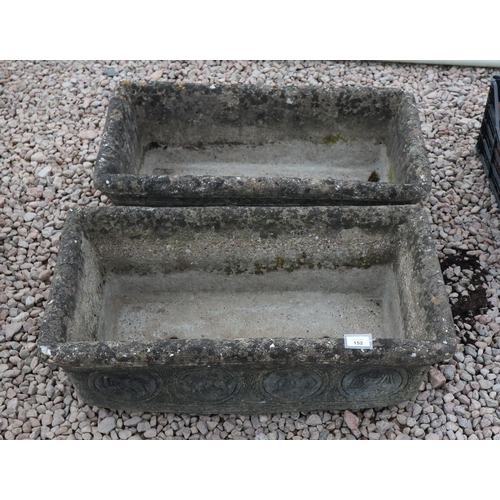 152 - Pair of large stone planters troughs