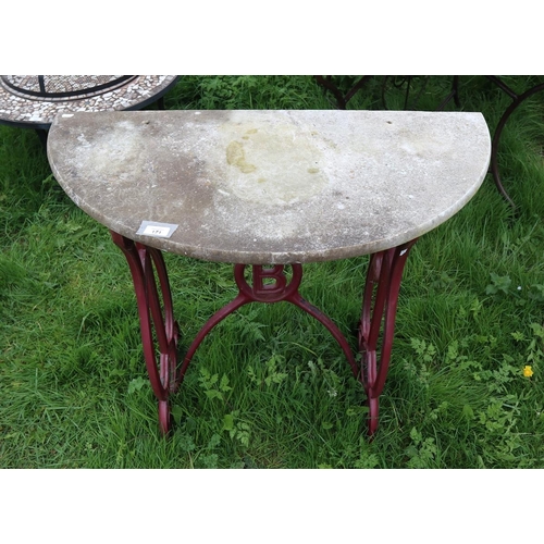 171 - Cast iron sewing machine base with marble top