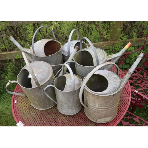 193 - 6 galvanised watering cans