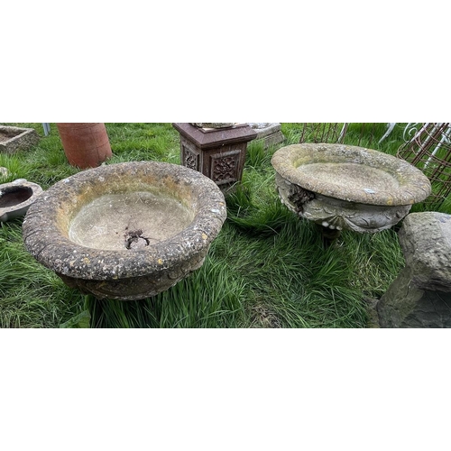 201 - Pair of large stone pedestal planters