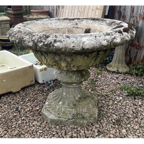 228 - Very large old stone pedestal planter