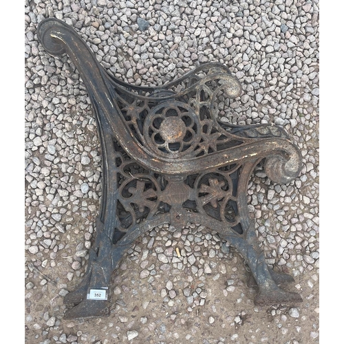 352 - Pair of cast iron bench ends