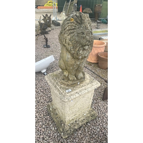 365 - Stone lion figure on stone plinth