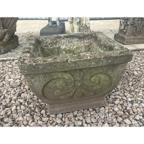 380 - Old square stone planter