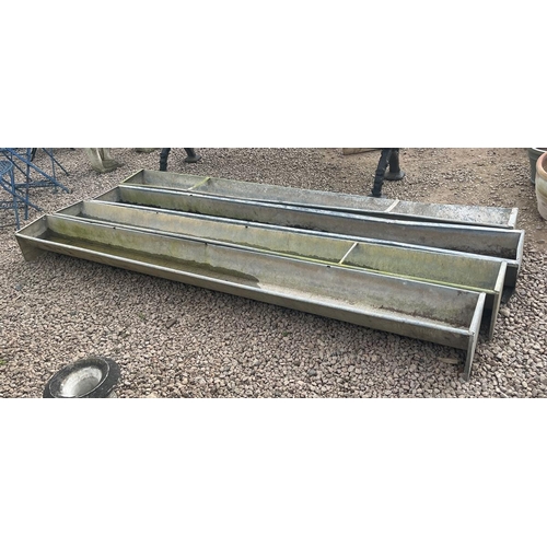 391 - 4 galvanised trough feeders - Approx lengths: 276cm