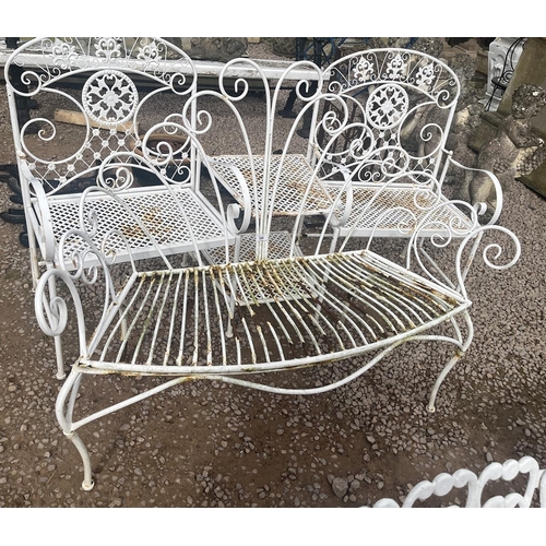 399 - White metal garden bench