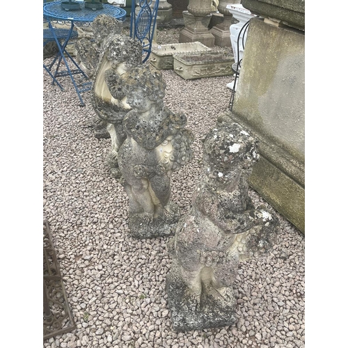 410 - 4 Seasons stone cherub figures - Approx height: 80cm