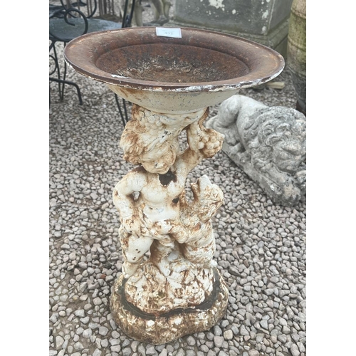 432 - Cast iron cherub birdbath