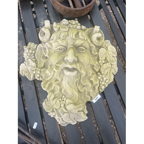 447 - Stone green man wall plaque