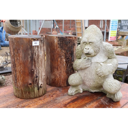 453 - Stone Gorilla and log bases