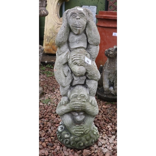 468 - Stone 3 monkeys figure