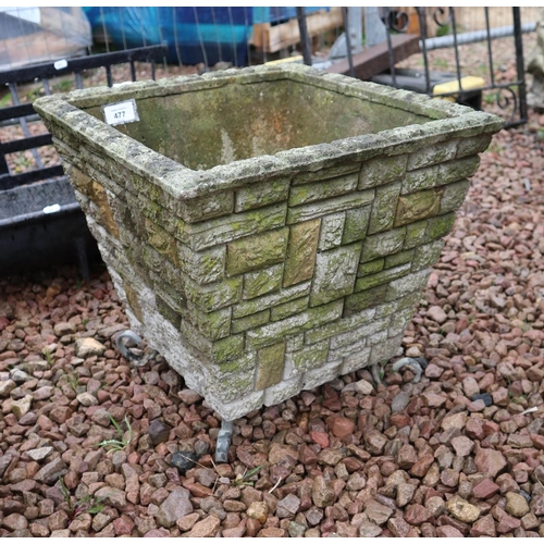 477 - Square stone planter