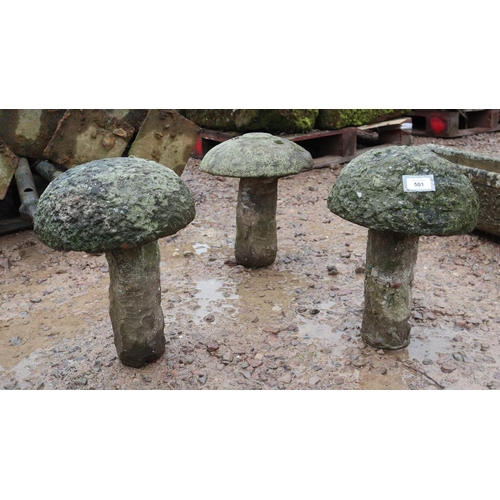 501 - Set of 3 stone mushrooms