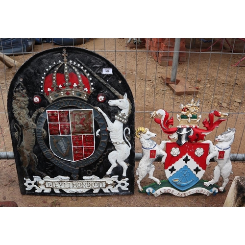 506 - 2 metal Coats of Arms