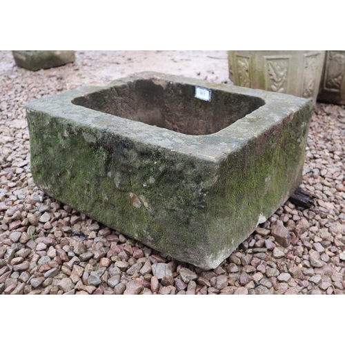 511 - Small antique stone trough - Approx size: W: 52cm D: 41cm H: 22cm