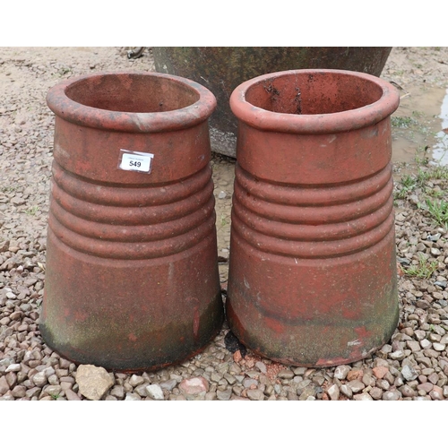 549 - Pair of small terracotta chimney pots