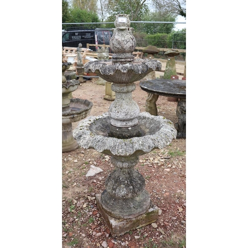 551 - 2 tier stone fountain - Approx height: 158cm