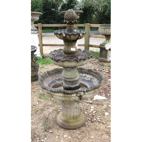 575 - 3 tier stone fountain - Approx height: 135cm