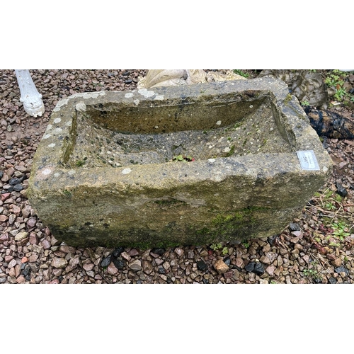 597 - Antique stone trough - Approx size: W: 58cm D: 33cm H: 36cm