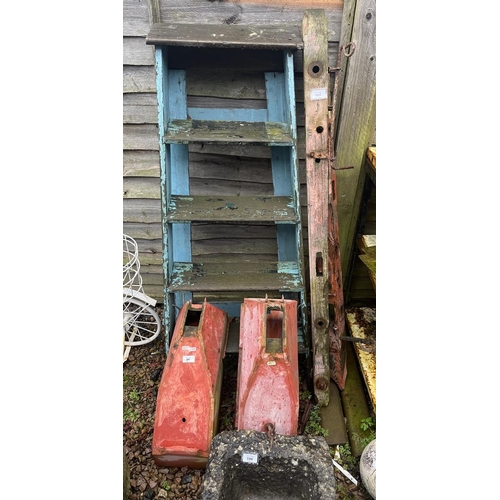 600 - Vintage wooden step ladders etc