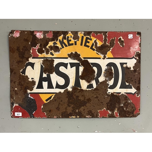 617 - Original enamel Castrol oil sign - Approx 75cm x 50cm