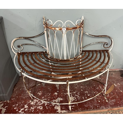 620 - Wrought iron semi-circle garden bench