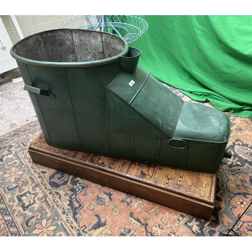 626 - Large antique French painted hip bath (ideal planter)