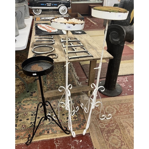 648 - 3 wrought iron adjustable stands