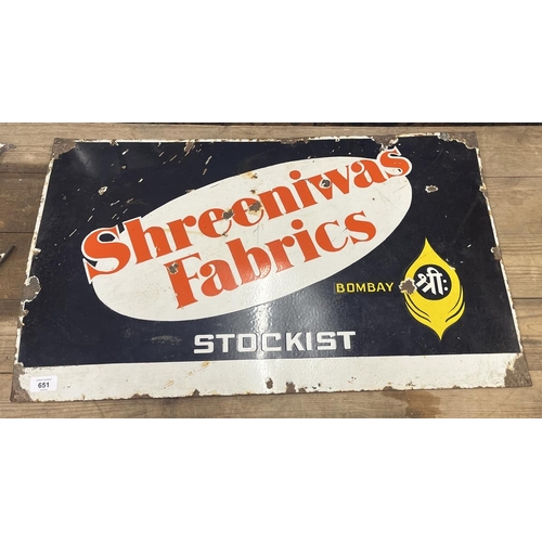 651 - Original enamel sign - Shreeniwas Fabrics