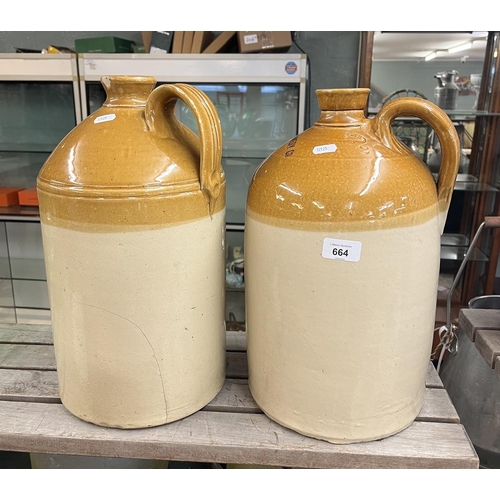 664 - 2 earthenware flagons