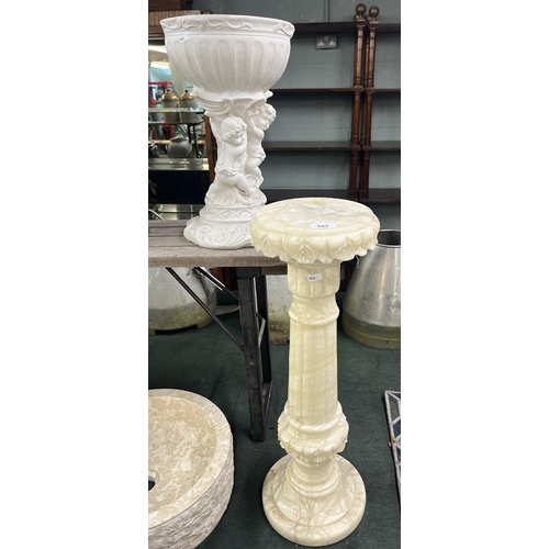 669 - Pedestal planter together with marble torchere