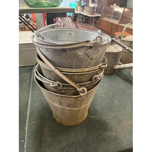 684 - Collection of galvanised buckets