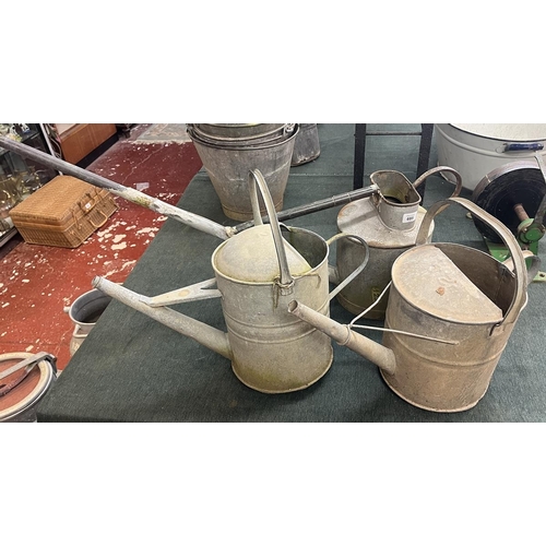 685 - 3 galvanised watering cans