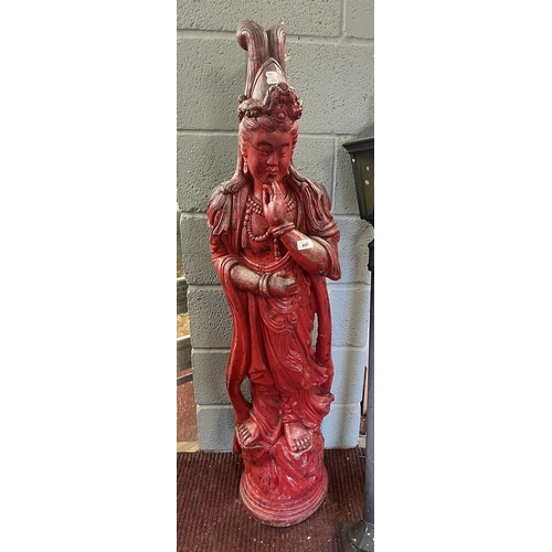 697 - Large antique stone geisha girl - Approx height: 136cm