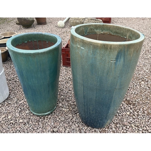 82 - 2 tall glazed planters