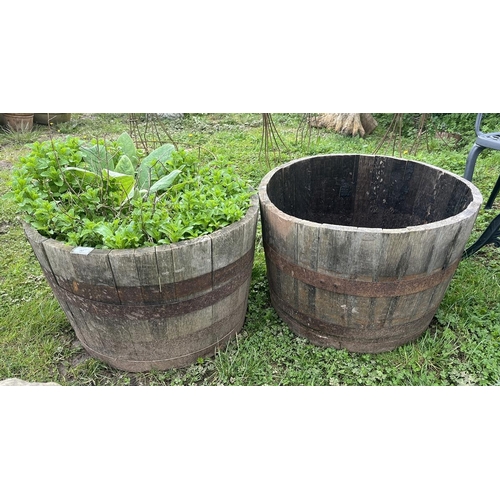 90 - Pair of sherry barrel planters