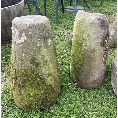 91 - 2 antique stone staddle stone bases