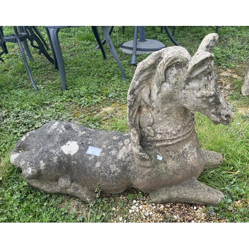 95 - Antique stone recumbent horse figure