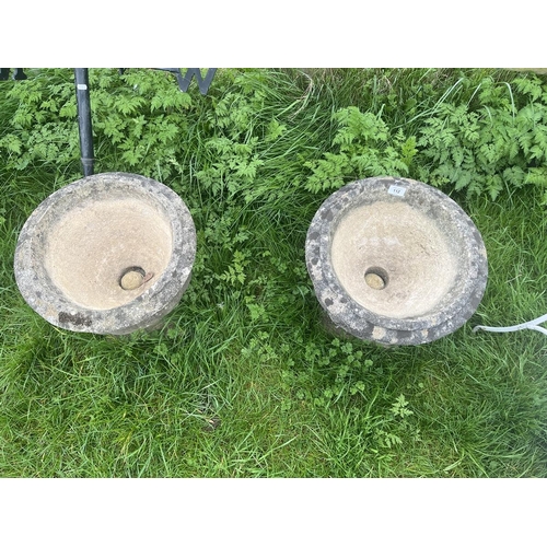 112 - Pair of stone pedestal planters