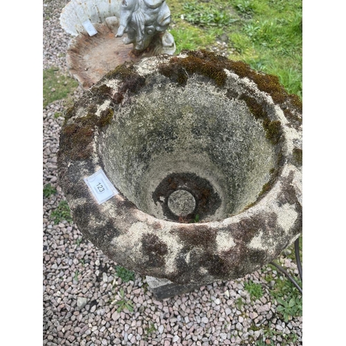 123 - Antique pedestal planter on plinth