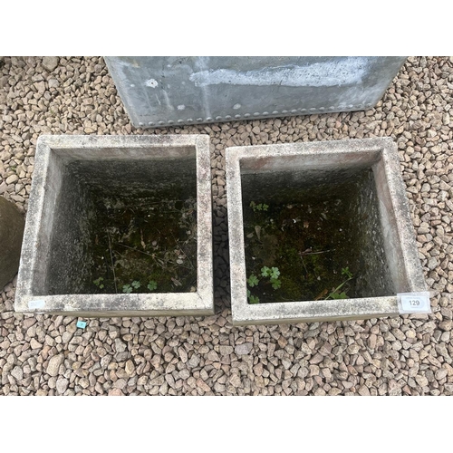 129 - Pair of square planters