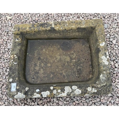 145 - Antique shallow stone trough - Approx size: W: 65cm D: 52cm H: 16cm