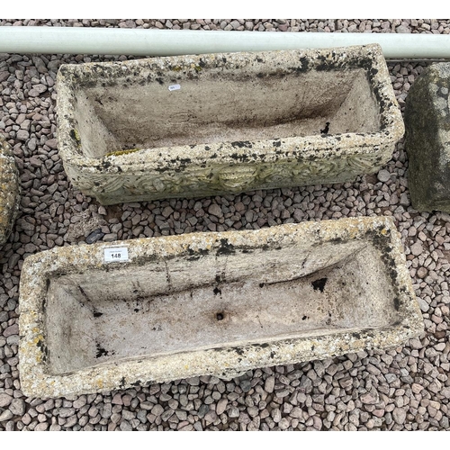 148 - Pair of stone trough planters